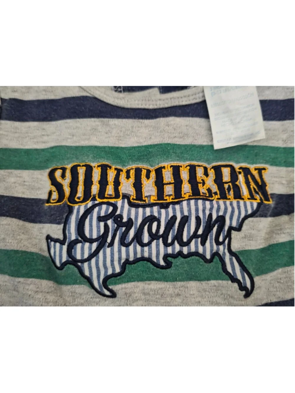 Baby Nursery Rhyme Bodysuit‎ 3 Months Gray Green Striped